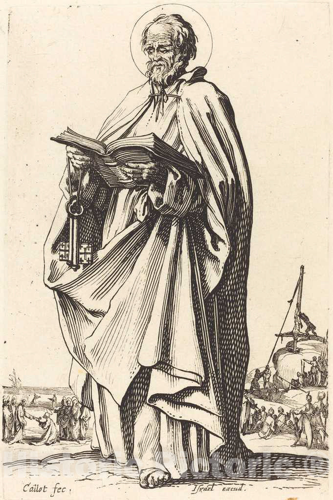 Art Print : Jacques Callot, Saint Peter, 1631 - Vintage Wall Art