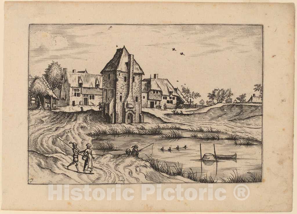 Art Print : Doetechum, Farms, in or Before 1676 - Vintage Wall Art