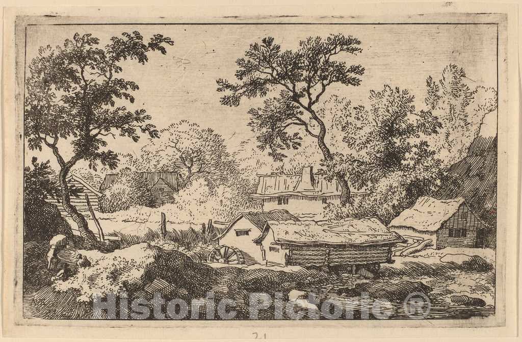 Art Print : Allart Van Everdingen, Mill Below a Waterfall, c.1651 - Vintage Wall Art