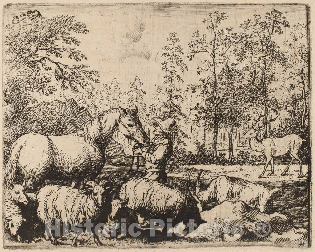 Art Print : Allart Van Everdingen, The Horse and The Stag, c.1651 - Vintage Wall Art