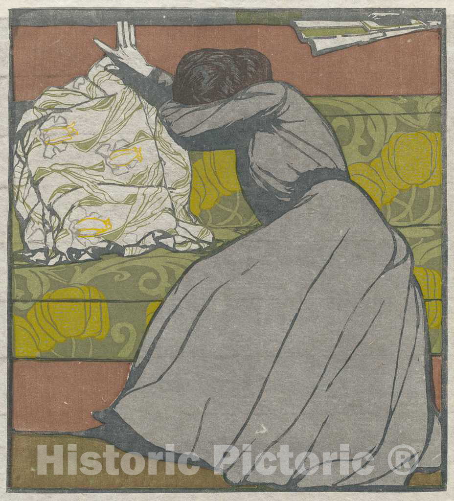 Art Print : Max Kurzweil, Cushion (Martha Kurzweil Sitting on a Divan), 1903 - Vintage Wall Art