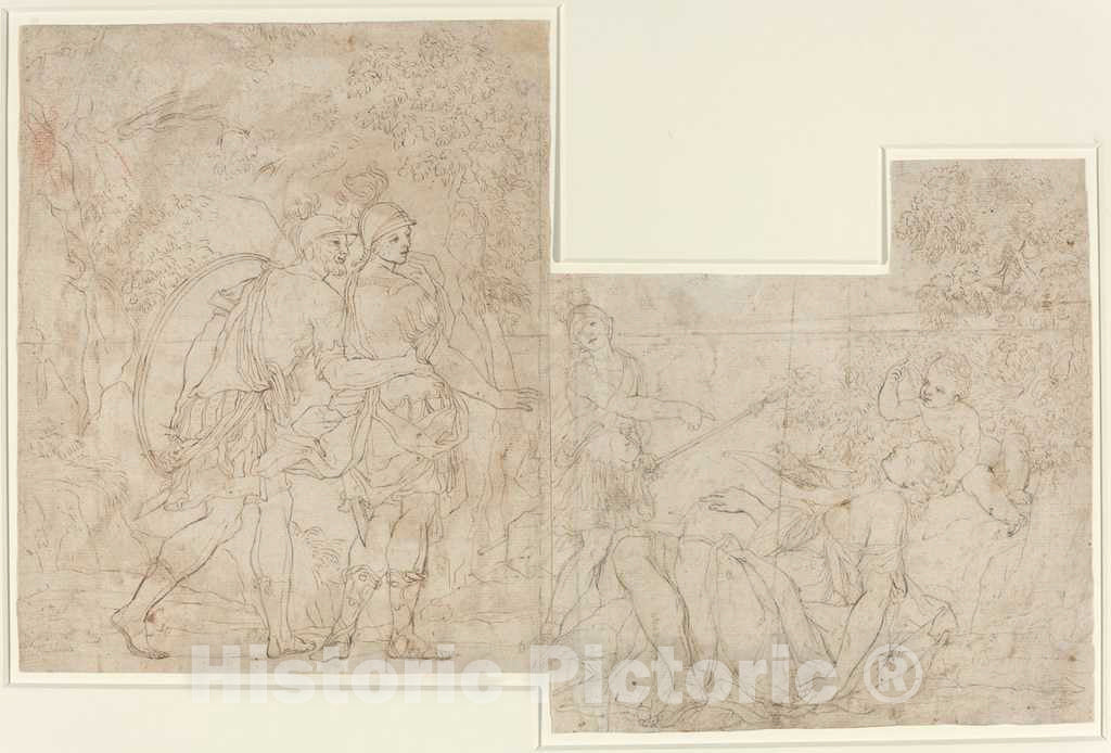 Art Print : Nicolas-Raymond de La Fage, Three Soldiers Discovering a Sleeping Woman - Vintage Wall Art