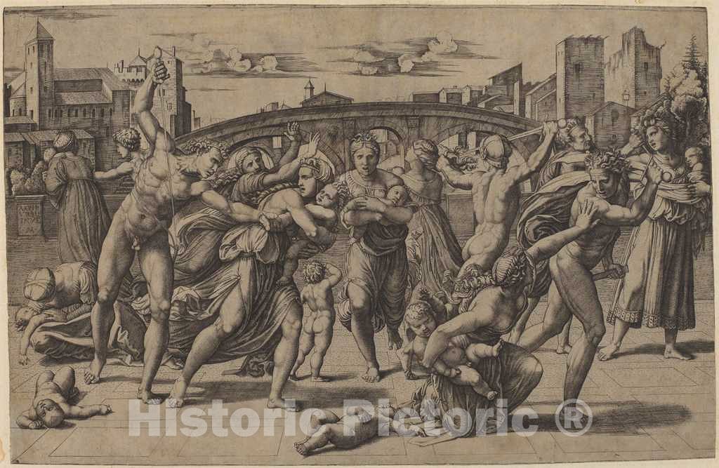 Art Print : Raimondi After Raphael, The Massacre of The Innocents, c. 1511 - Vintage Wall Art