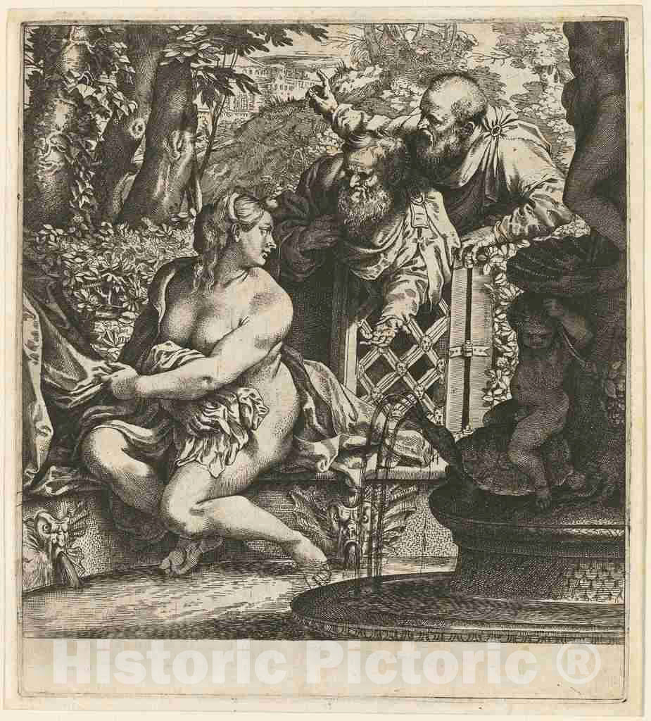 Art Print : Annibale Carracci, Susanna and The Elders, c.1593 - Vintage Wall Art