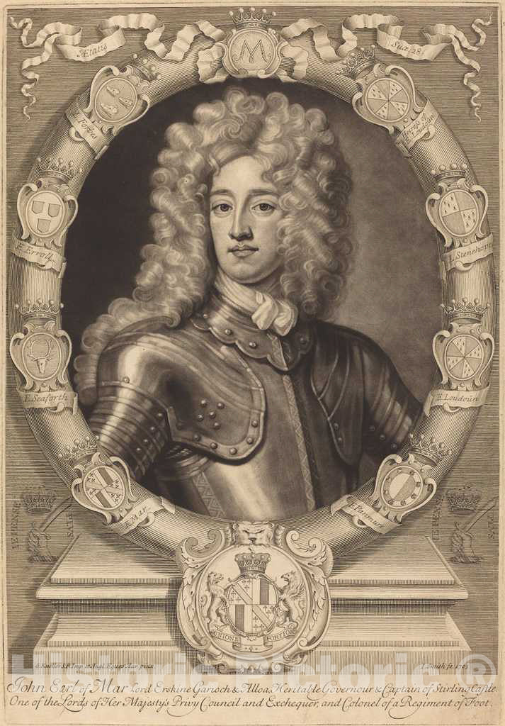 Art Print : Smith After Kneller, John, Earl of Mar, Lord Erskine, 1703 - Vintage Wall Art