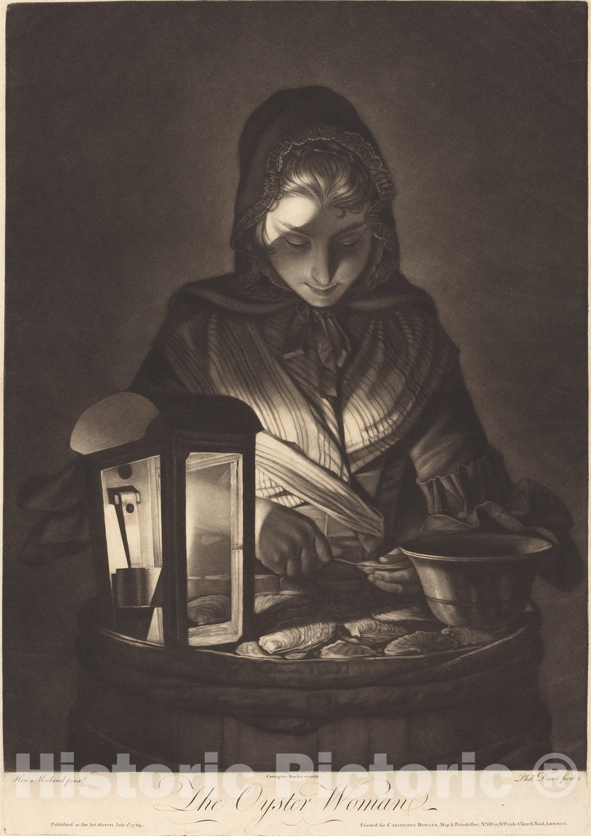 Art Print : Dawe After Morland, The Oyster Woman, 1769 - Vintage Wall Art