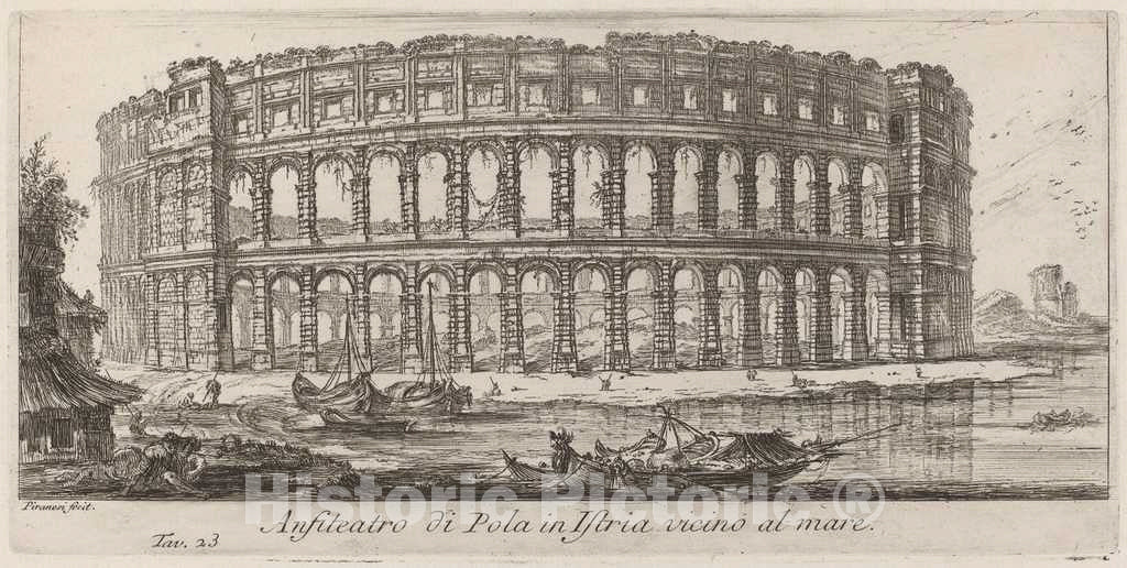 Art Print : Giovanni Battista Piranesi, Anfiteatro di Pola in Istria, 1748 - Vintage Wall Art