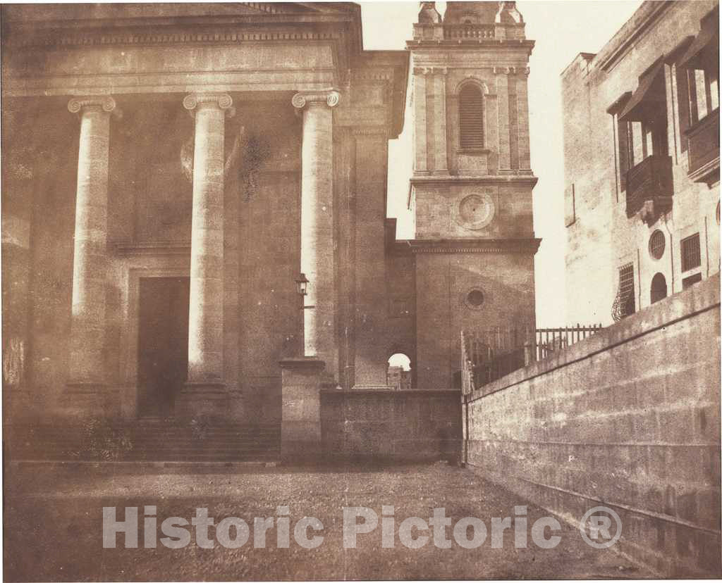 Art Print : Calvert Richard Jones, St. Paul's Cathedral, Valetta, Malta, with Bell Tower, 1846 - Vintage Wall Art