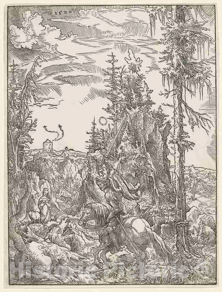 Art Print : Wolf Huber, Saint George Killing The Dragon, 1520 - Vintage Wall Art