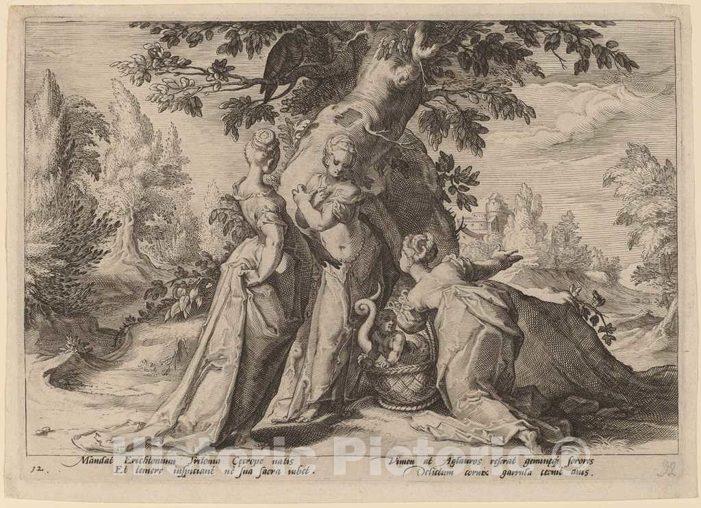 Art Print : Goltzius, The Daughters of Cecrops, 1590 - Vintage Wall Art