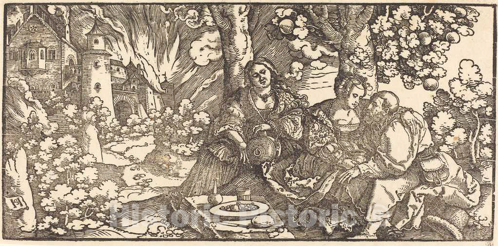 Art Print : Hans Leonard SchÃ¤ufelein, Lot and His Daughters, c. 1530 - Vintage Wall Art