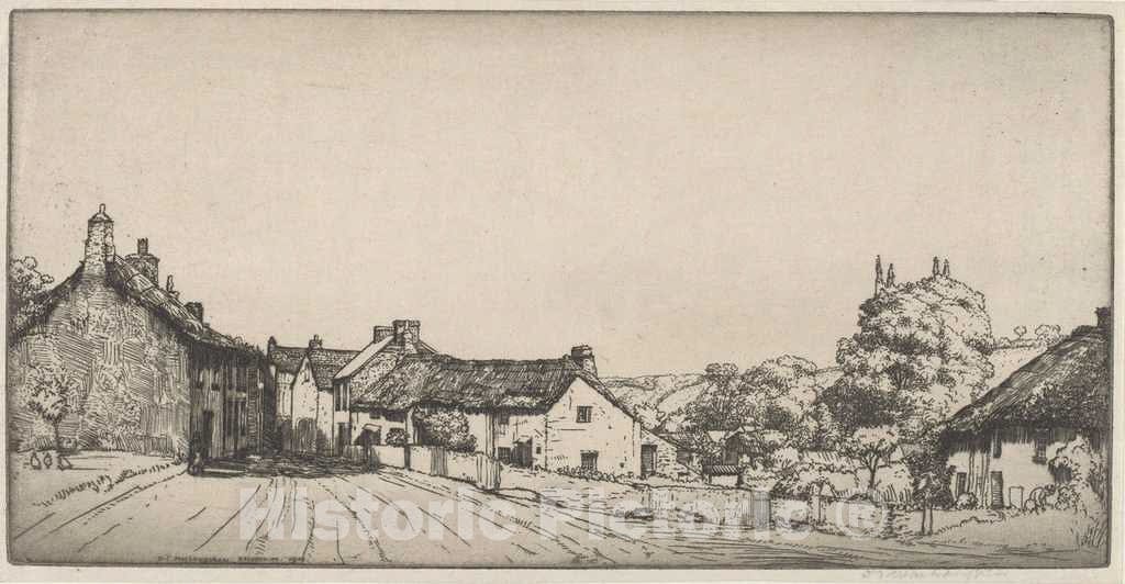 Art Print : Donald Shaw MacLaughlan, A Devonshire Village, 1906 - Vintage Wall Art