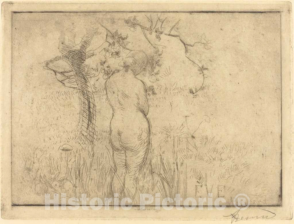 Art Print : Albert Besnard, Eve Before The Apple Tree (Eve de dos Devant le pommier), 1892 - Vintage Wall Art