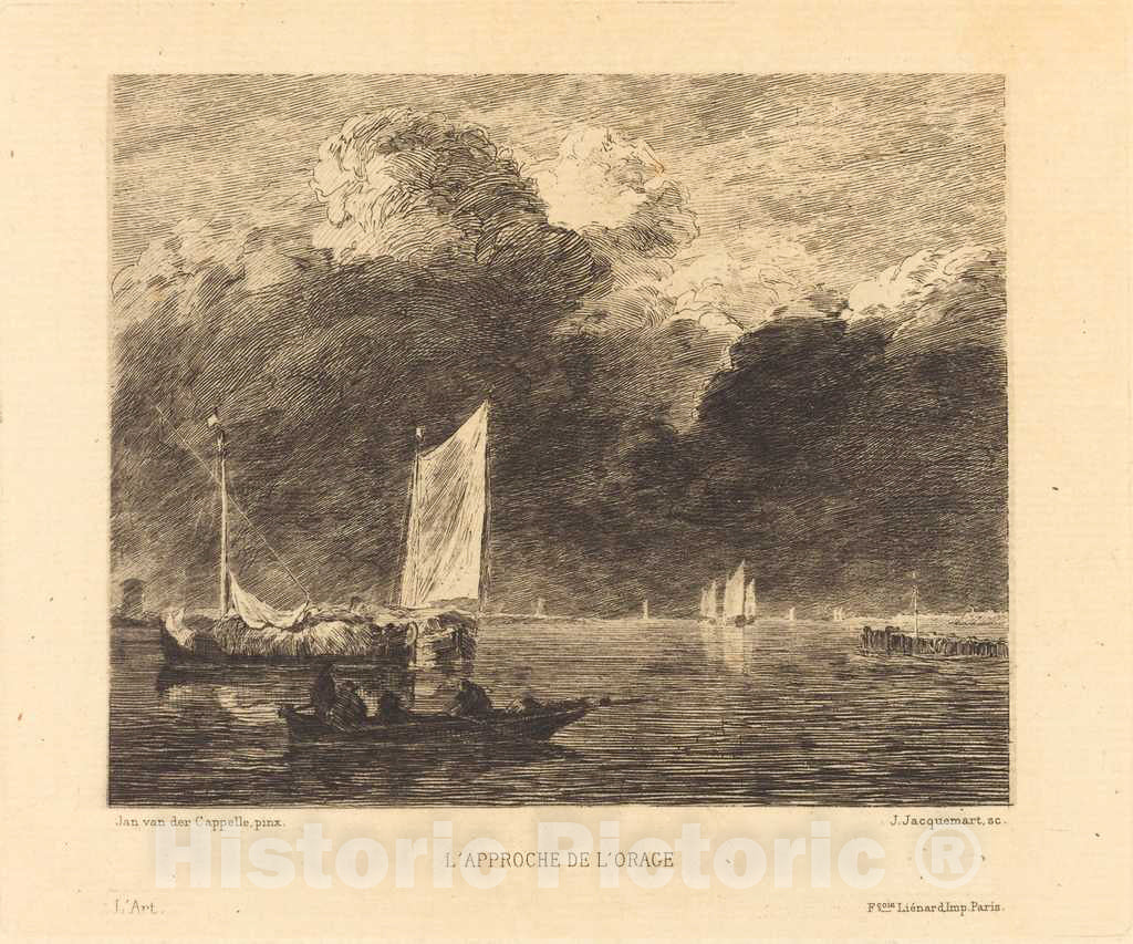 Art Print : Jacquemart afterVan de Cappelle, L'Approche de l'Orage (The Storm's Approach) - Vintage Wall Art