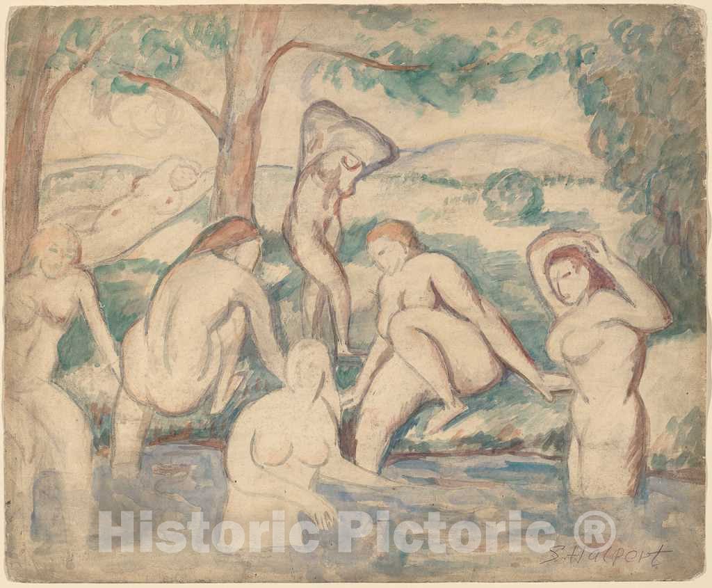 Art Print : Samuel Halpert, Bathers, c. 1905 - Vintage Wall Art