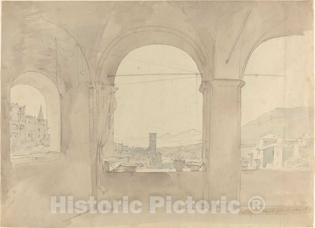 Art Print : Leo von Klenze, Panorama of Tivoli from a Loggia, 1826 - Vintage Wall Art