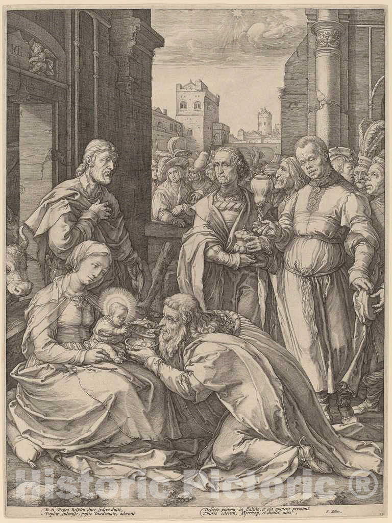 Art Print : Lucas Van Leyden, Adoration of The Magi, 1594 - Vintage Wall Art