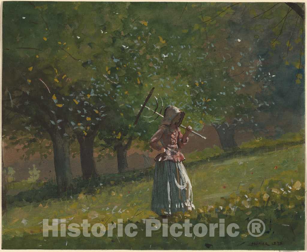 Art Print : Winslow Homer, Girl with Hay Rake, 1878 - Vintage Wall Art