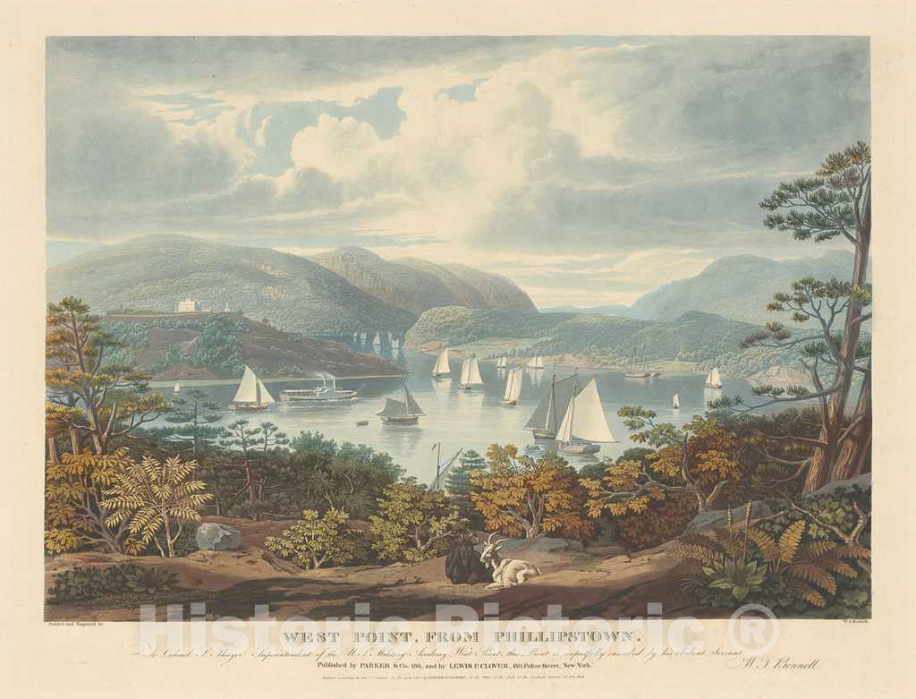 Art Print : William James Bennett, West Point, from Phillipstown, 1831 - Vintage Wall Art