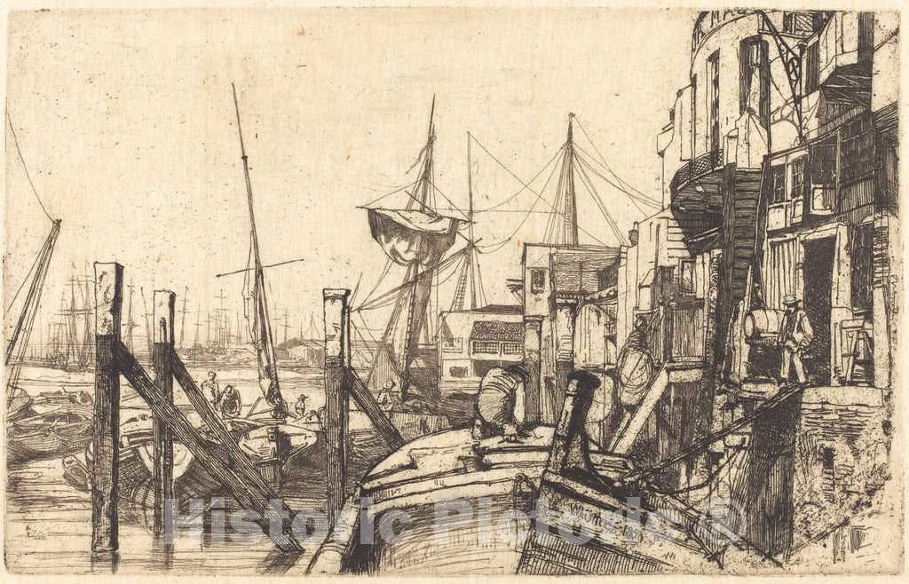 Art Print : James McNeill Whistler, Limehouse, 1859 - Vintage Wall Art