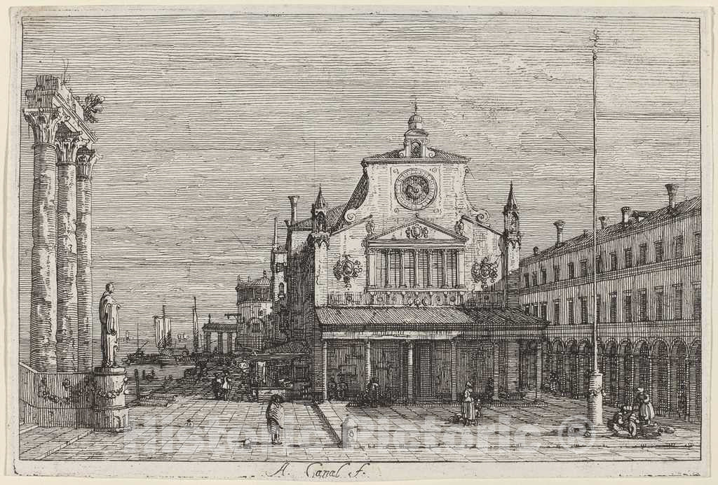 Art Print : Canaletto, Imaginary View of S. Giacomo di Rialto, c.1741 - Vintage Wall Art