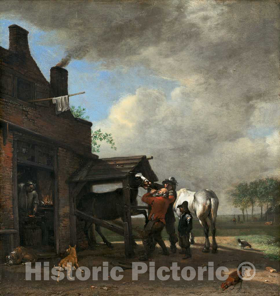 Art Print : Paulus Potter, A Farrier's Shop, 1648 - Vintage Wall Art