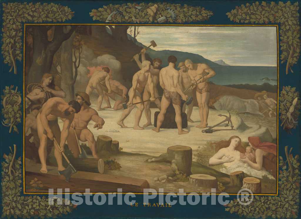 Art Print : Pierre Puvis de Chavannes, Work, c. 1863 - Vintage Wall Art