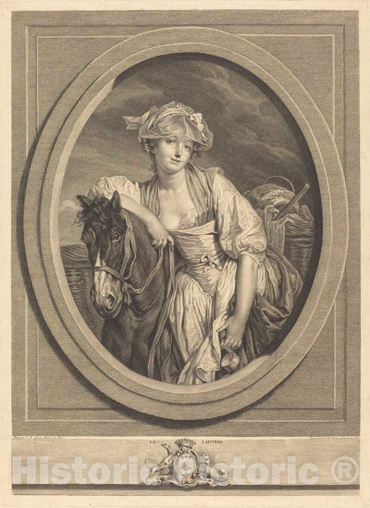 Art Print : Levasseur After Greuze, La laitiere, 1783 - Vintage Wall Art