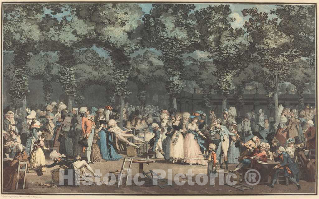 Art Print : Philibert-Louis Debucourt, La Promenade Publique, 1792 - Vintage Wall Art