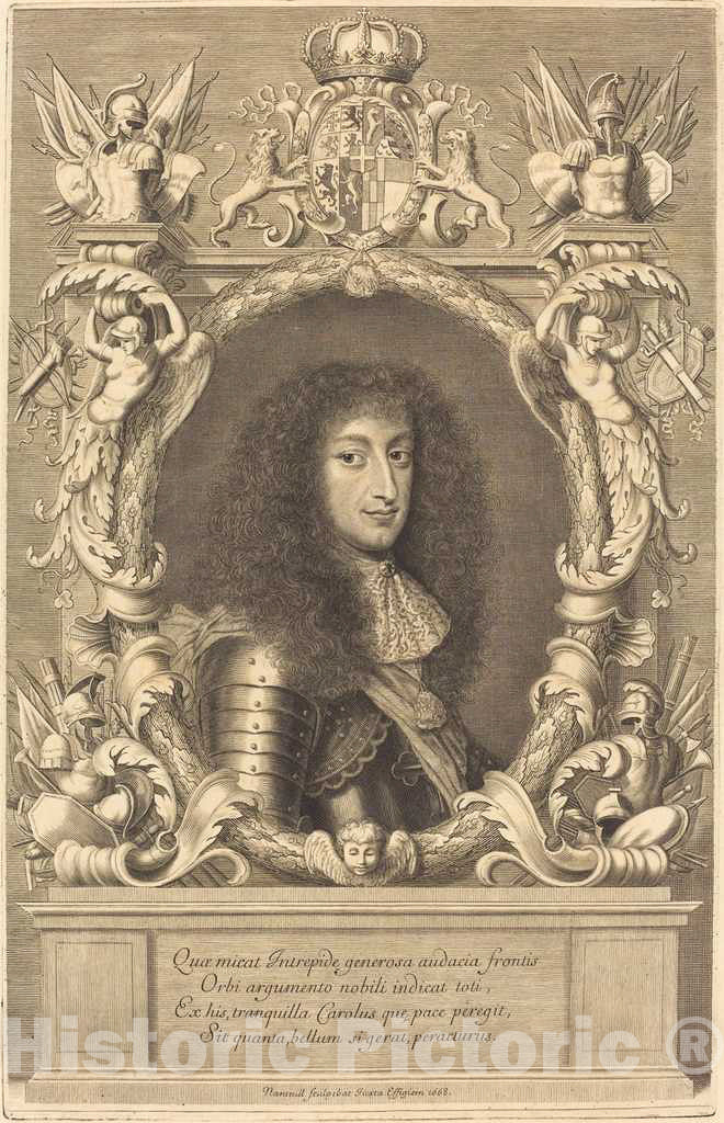 Art Print : Nanteuil After Justus Van Verus, Charles-Emmanuel, Duc de Savoie, 1668 - Vintage Wall Art