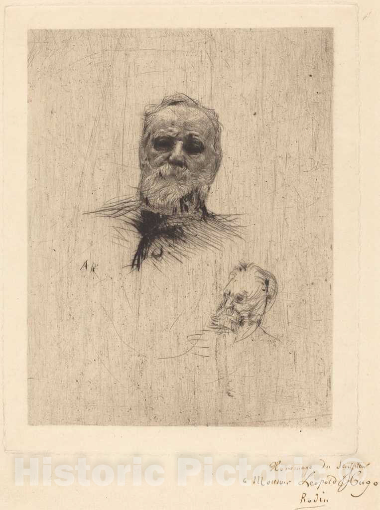 Art Print : Auguste Rodin, Victor Hugo, De Face, 1886 - Vintage Wall Art