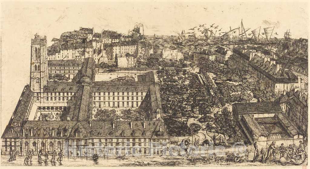 Art Print : Charles Meryon, CollÃ¨ge Henri IV, Paris, ou LycÃ©e NapolÃ©on (Henry IV College or Napoleon School, Paris), 1864 - Vintage Wall Art