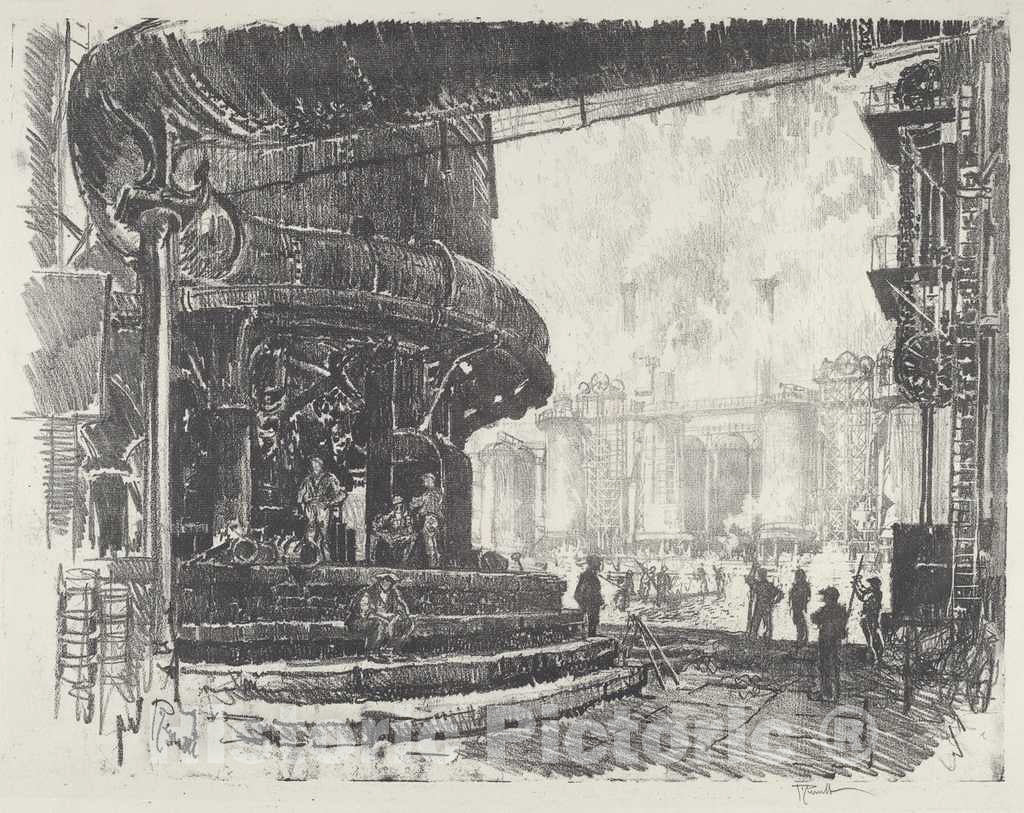 Art Print : Joseph Pennell, Making Pig-Iron, 1916 - Vintage Wall Art