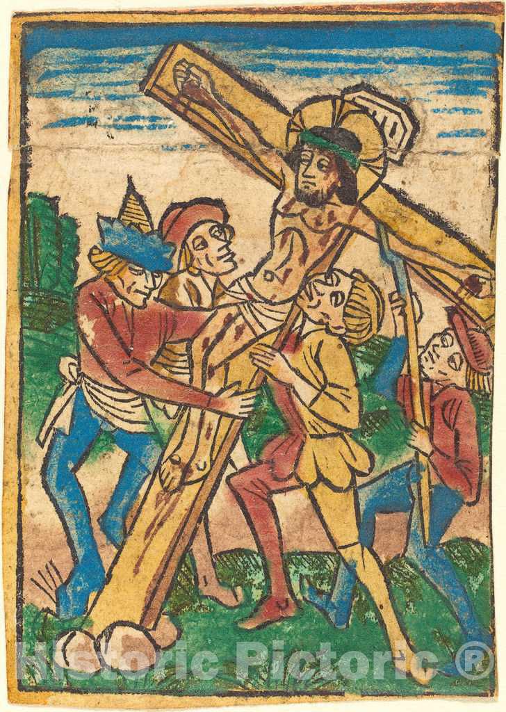 Art Print : Raising The Cross, c. 1490 - Vintage Wall Art