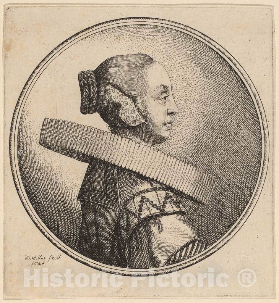 Art Print : Wenceslaus Hollar, Woman with a Ruff in Profile, 1643 - Vintage Wall Art