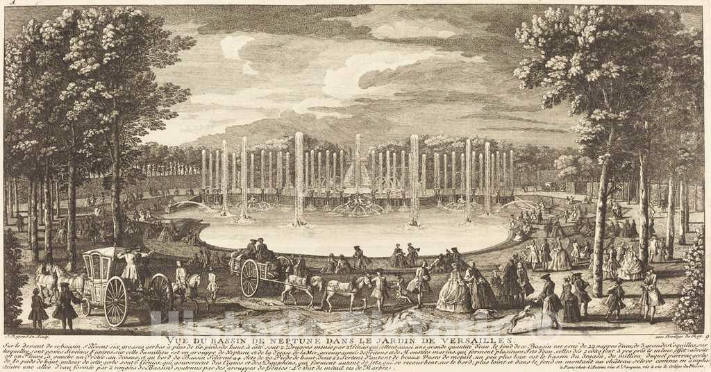 Art Print : Baptiste Rigaud, Vue du Bassin de Neptune Dans le Jardin de Versailles - Vintage Wall Art