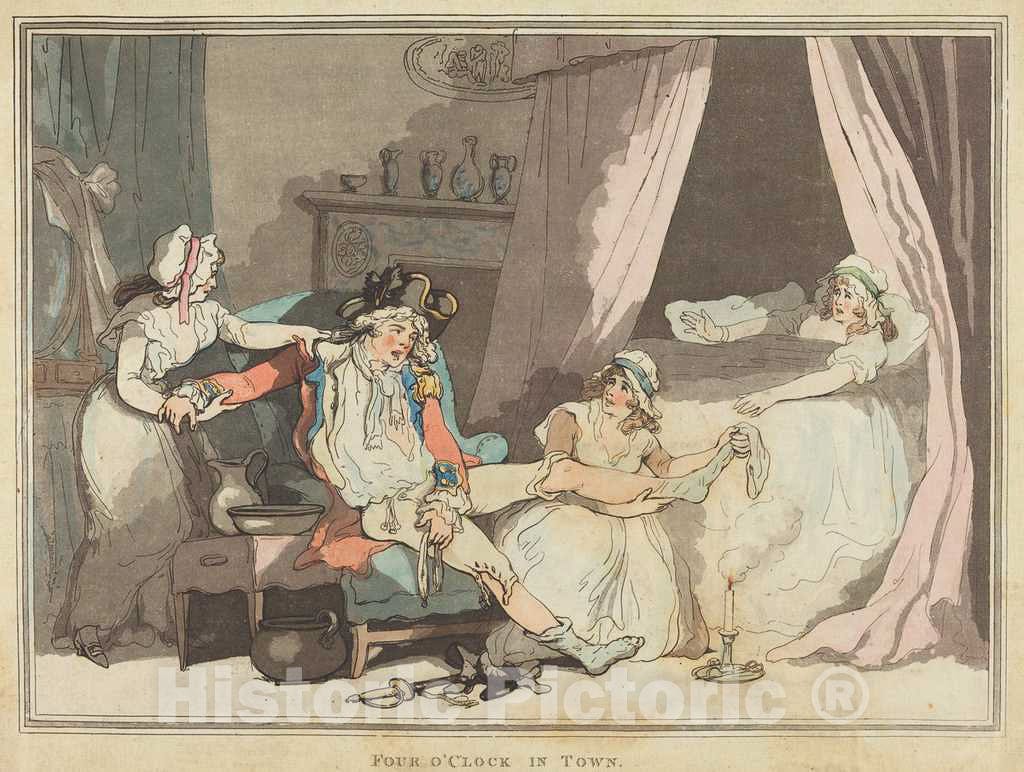 Art Print : Rowlandson, Four O'Clock in Town, 1788 - Vintage Wall Art