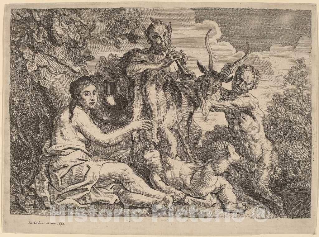 Art Print : Jacob Jordaens, Jupiter Nourished by The Goat Amalthea, 1652 - Vintage Wall Art