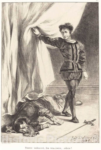 Art Print : EugÃ¨ne Delacroix, Hamlet and The Body of Polonius (Act III, Scene IV), 1835 - Vintage Wall Art