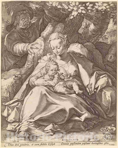 Art Print : Hendrik Goltzius, The Holy Family Under The Cherry Tree, 1589 - Vintage Wall Art