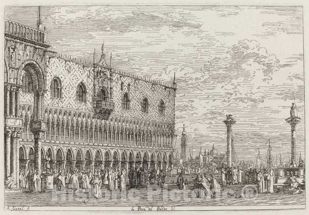 Art Print : Canaletto, La Piera del Bando. V. [Lower Right], c.1741 - Vintage Wall Art