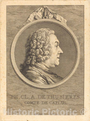 Art Print : Charles-Nicolas Cochin II, Ph.Cl.A. de Thubieres, Comte de Caylus, 1752 - Vintage Wall Art