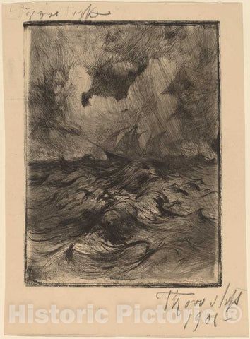 Art Print : Thorvald Simeon Niss, Storm at Sea, 1901 - Vintage Wall Art