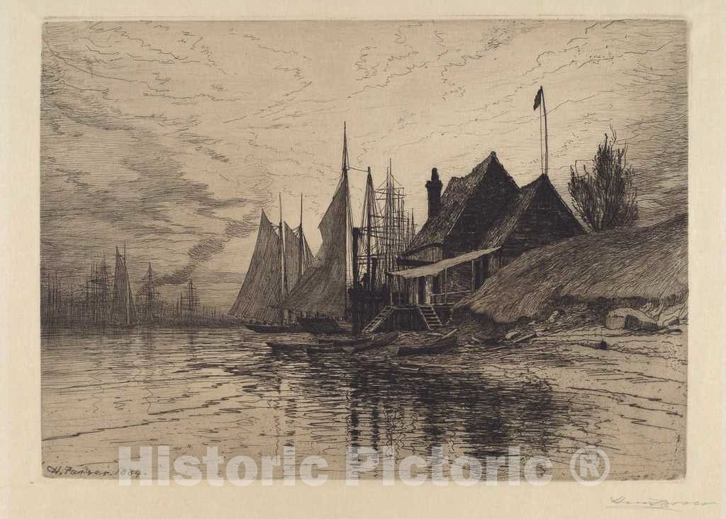 Art Print : Henry Farrer, New York Harbor, 1884 - Vintage Wall Art