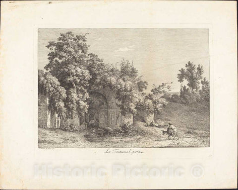 Art Print : Jacob Wilhelm Mechau, La Fontana Egeria, 1792 - Vintage Wall Art