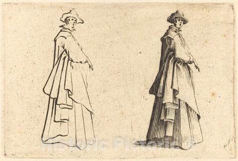 Art Print : Jacques Callot, Lady in a Large Coat, c. 1622 - Vintage Wall Art