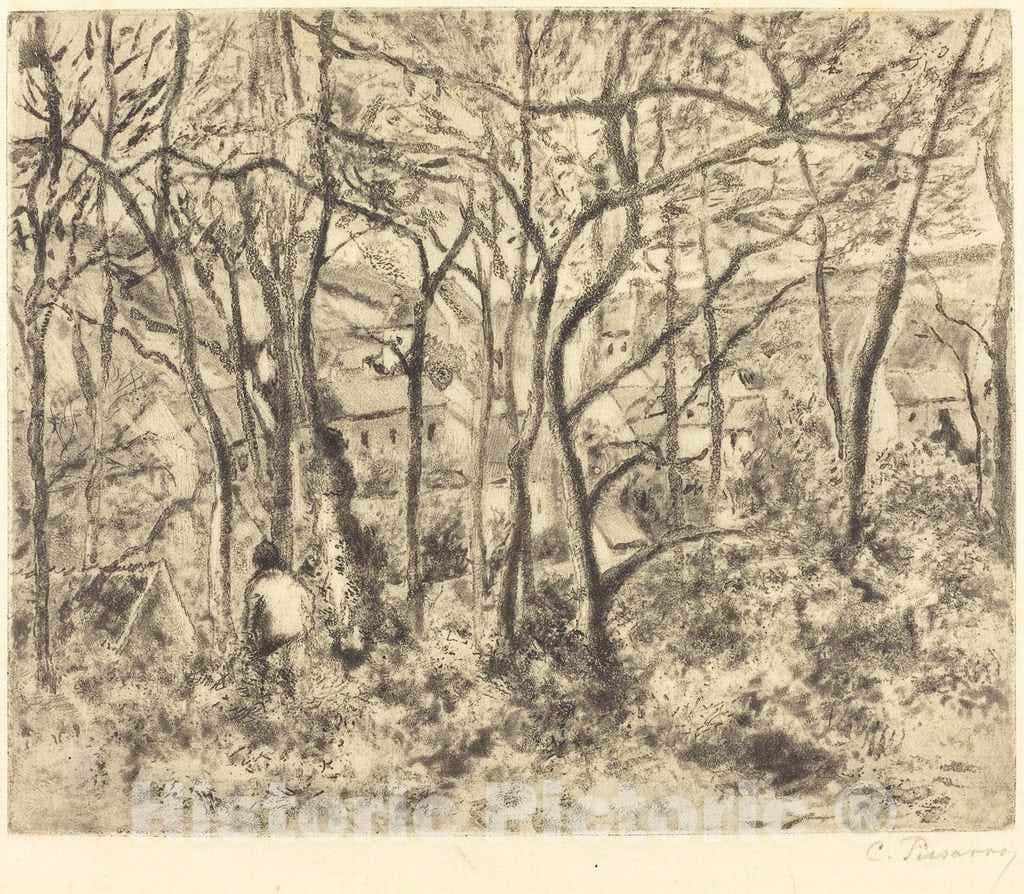 Art Print : Camille Pissarro, Wooded Landscape at L'Hermitage, Pontoise (Paysage Sous Bois, a L'Hermitage,Pontoise), 1879 - Vintage Wall Art