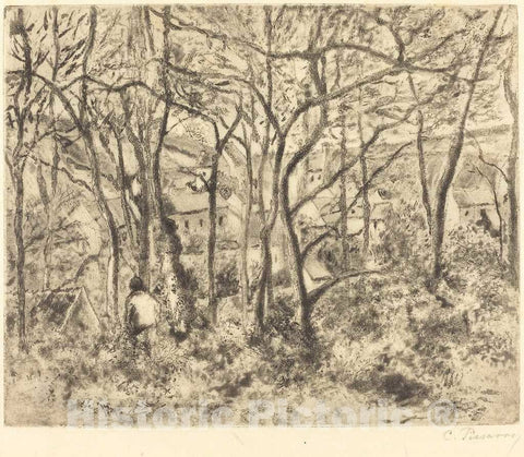 Art Print : Camille Pissarro, Wooded Landscape at L'Hermitage, Pontoise (Paysage Sous Bois, a L'Hermitage,Pontoise), 1879 - Vintage Wall Art
