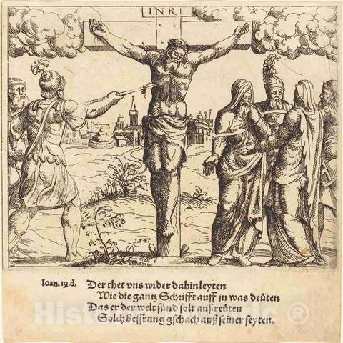 Art Print : Augustin Hirschvogel, Christ is Pierced with The Lance, 1547 - Vintage Wall Art