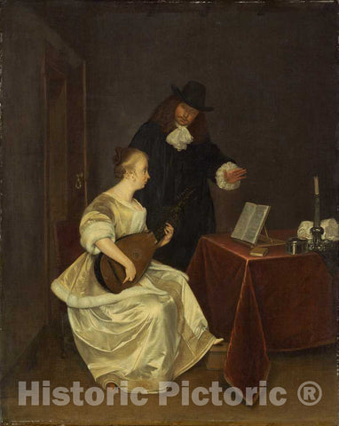 Art Print : Gerard TER Borch The Younger, The Music Lesson, c. 1670 - Vintage Wall Art